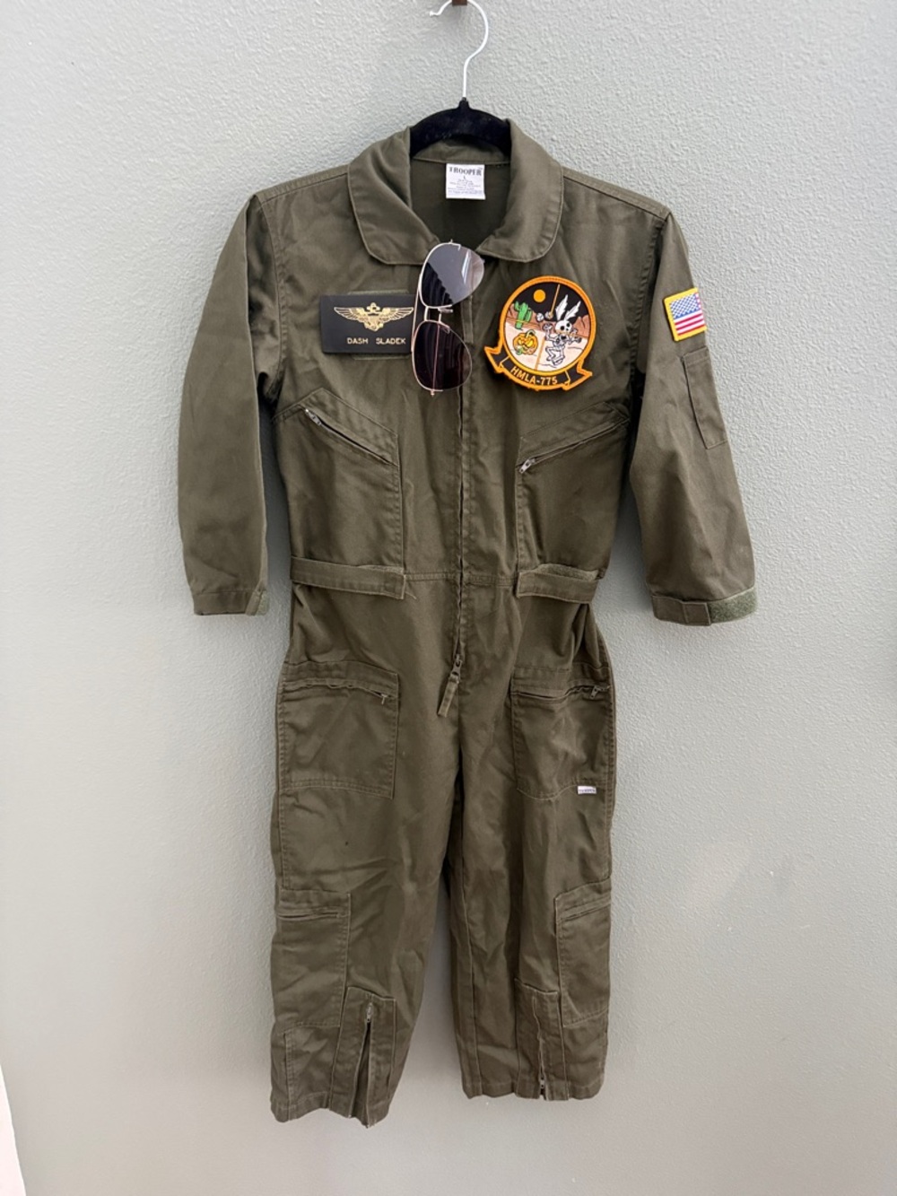 TROOPER Clothing Unisex Youth L Sz 8/10 Military Flight Suit Costume Olive Green